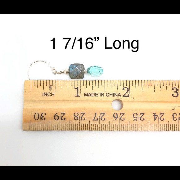 Labradorite & Aquamarine Small Dangle Earring - Picture 6 of 6